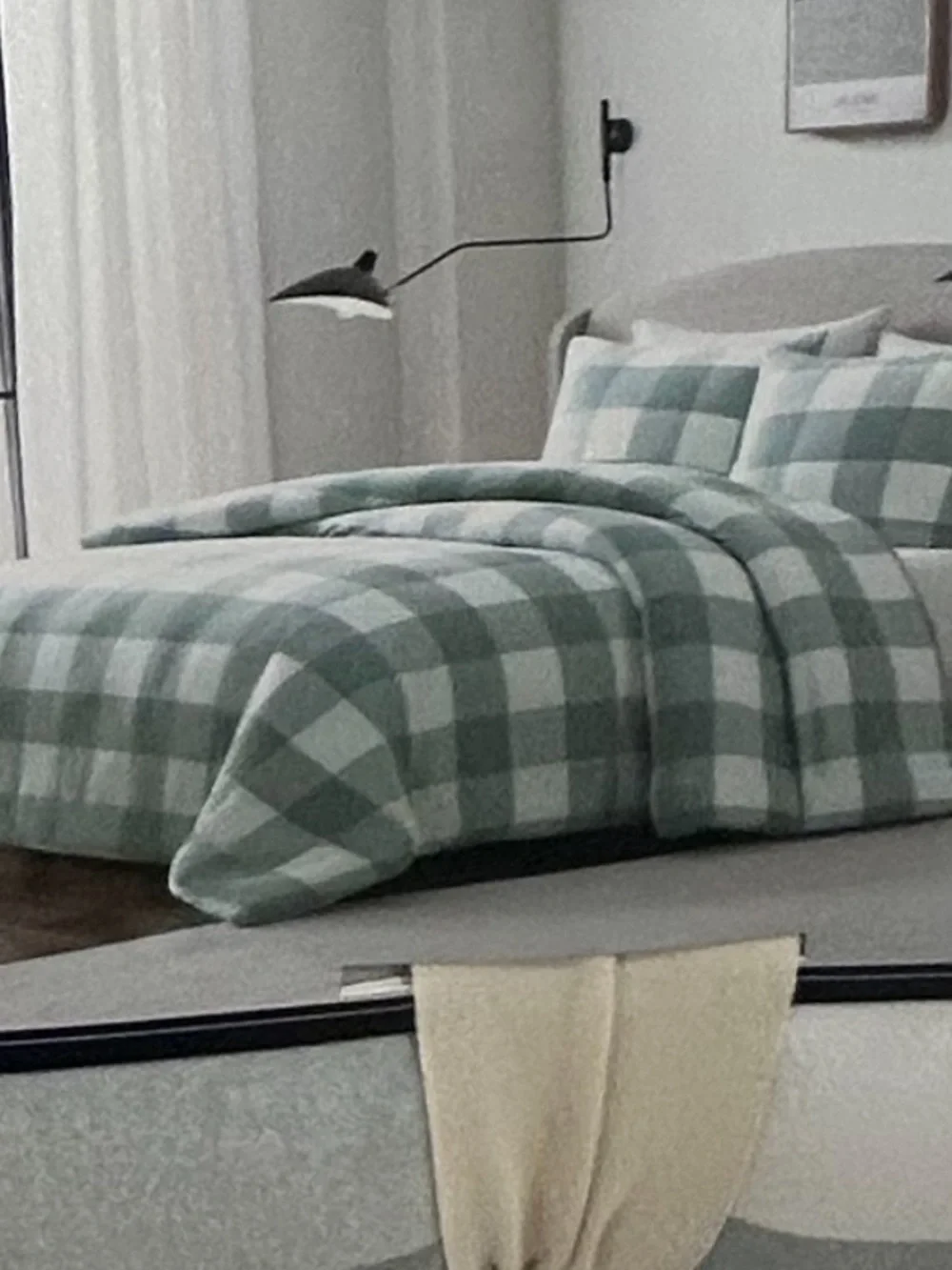 Brooks Brothers Full/Queen Green and White Plaid Cotton Comforter Set 92”x96”